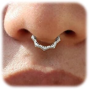 ZMANYIJEW 316L Surgical Steel 16G Minimalist Lines Septum Nose Rings Silver Gold Septum Ring Septum Clicker Nose Ring Hoop Piercing for Women Men