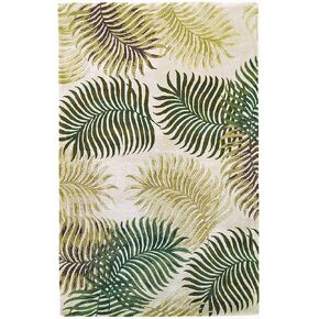 NEW HOME Nori Tropical 5' x 8' Hand Tufted Wool Accent Rug in Natural