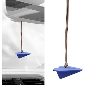 Paper Airplane Car Rearview Mirror Charm, Car Decoration Pendant, Creative Air Freshener, Scent Diffuser for Rearview Mirror, Car Interior Hanging Accessories for Men and Women (Blue)