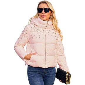 Puffer Jacket Womens Thickened Down Jacket with Diamonds Lightweight Winter Coats for Women