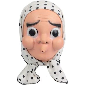 JCvCX Cosplay Funny Full Face Mask Costume Mask Grandma Mask with Headscarf Latex Masque Tengu mask