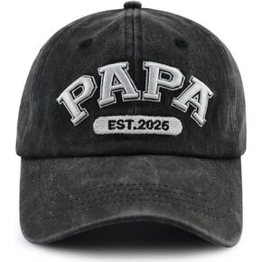 Papa Est 2025 Hat for Men, Funny Adjustable Cotton 3D Embroidered Best Dad Baseball Cap