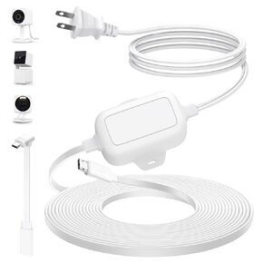 30FT Outdoor Power Adapter for WYZE Cam V4, WYZE Cam OG/V3/V3 Pro, L-Shape Micro USB Extension Cable for WYZE Cam Pan V3, Replace for WYZE Plug, IP67 Waterproof Flat Cable Charge Your WYZE Camera
