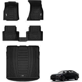 3W Floor Mats & Cargo Liner Custom Fit for 2019-2024 2025 Audi A6 S Sedan-Avant C8 4K, TPE All Weather Floor Liner for Audi A6 1st and 2nd Row Full Set Car Mats Trunk Mats