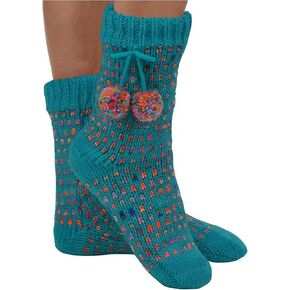 Snoozies Birdseye Sherpa Lined Womens Socks - Fuzzy Socks for Women - Teal
