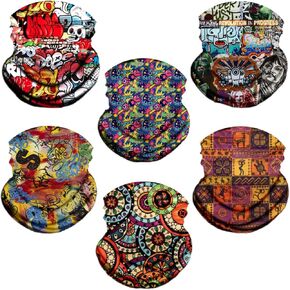 6 Pack Neck Gaiter Face Mask Bandana Scarf Balaclava for men women