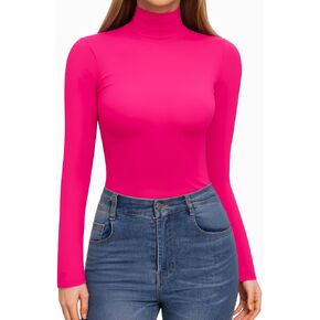 HERLOLLYCHIPS Long Sleeve Shirts for Women Mock Turtle Neck Tops Sexy Casual Fitted Tee T-Shirts Tshirt