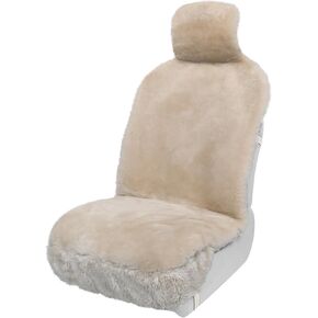 Aegis Cover Sheepskin Seat Covers Genuine Australian Merino Fuzzy Luxury Wool Front Car Seat Cover,Universal Fit for Most Automobiles, SUVs, Trucks,Sedans (Sand)