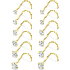 Cisyozi 22G 20G 18G Corkscrew Nose Ring Stud Surgical Steel Nose Studs Hypoallergenic Nostril Ring Stud Piercing Jewerly for Women Men in Kuwait