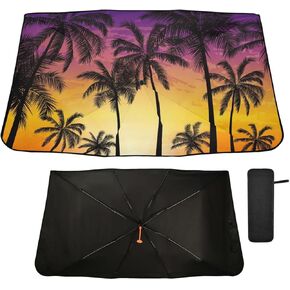 Purple Pink Anime Kawaii Eyes Windshield Sun Shade Umbrella Foldable Car Front Window Sunshade Blocks UV Rays Heat Keep Vehicle Cool (55" x 27.5")