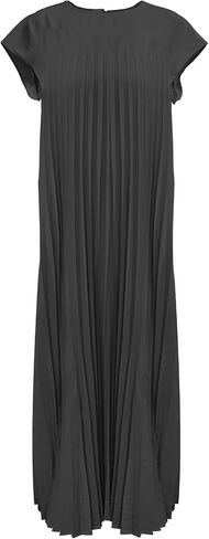 Women's Summer Pleated Maxi Dress 2024 Casual Cap Sleeve Loose Fit Flowy Long Dresses with Pockets in Saudi Arabia