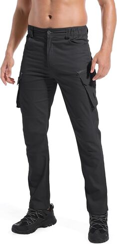 Men's Cargo Hiking Pants Lightweight Stretch Outdoor Cotton Casual Work Travel Camping Pants 9 Pockets in Saudi Arabia