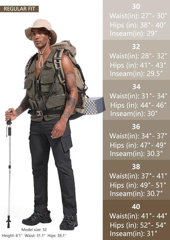 Men's Cargo Hiking Pants Lightweight Stretch Outdoor Cotton Casual Work Travel Camping Pants 9 Pockets in Saudi Arabia