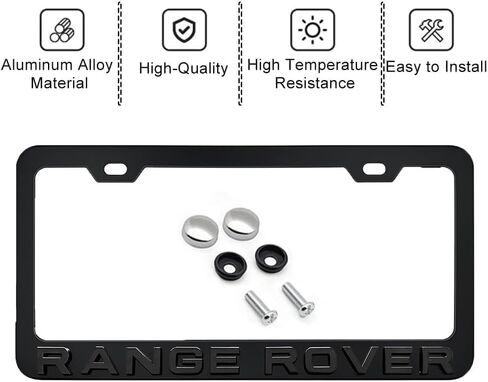3D Premium Aluminum License Plate Frame for Rang Rover, Including Installation Screws, Suitable for All Vehicle Models (Black) in Saudi Arabia