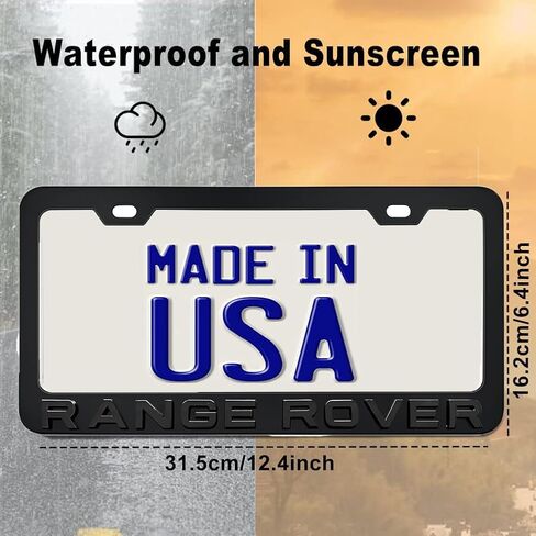 3D Premium Aluminum License Plate Frame for Rang Rover, Including Installation Screws, Suitable for All Vehicle Models (Black) in Saudi Arabia