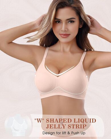 Wireless Bra Seamless Lace Jacquard No Underwire Bras for Women Full Coverage V Neck Comfortable Bralette in Saudi Arabia