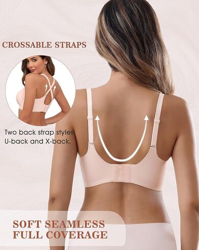 Wireless Bra Seamless Lace Jacquard No Underwire Bras for Women Full Coverage V Neck Comfortable Bralette in Saudi Arabia