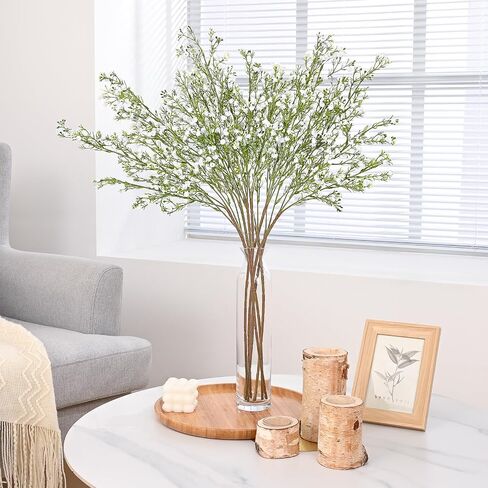 Dolicer Babys Breath Artificial Flowers, 3 Pcs Fake Baby Breath Flowers Artificial Bulk, 27.5’’ Long Stem Faux Gypsophila Flowers for Floral Arrangement Party Centerpieces Table Home Decor (White) in Saudi Arabia