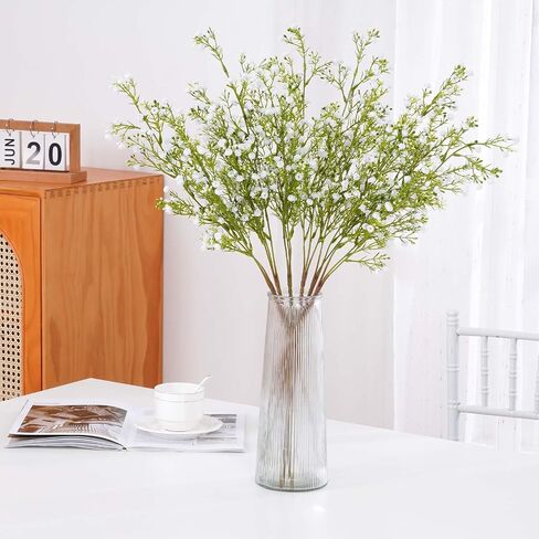 Dolicer Babys Breath Artificial Flowers, 3 Pcs Fake Baby Breath Flowers Artificial Bulk, 27.5’’ Long Stem Faux Gypsophila Flowers for Floral Arrangement Party Centerpieces Table Home Decor (White) in Saudi Arabia