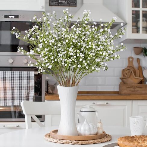 Dolicer Babys Breath Artificial Flowers, 3 Pcs Fake Baby Breath Flowers Artificial Bulk, 27.5’’ Long Stem Faux Gypsophila Flowers for Floral Arrangement Party Centerpieces Table Home Decor (White) in Saudi Arabia