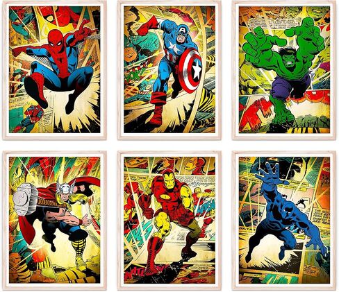 Superhero Posters Super Hero Room Decor for Boys Wall Art for Boys Bedroom Set of 6 Unframed 8x10inch in Saudi Arabia