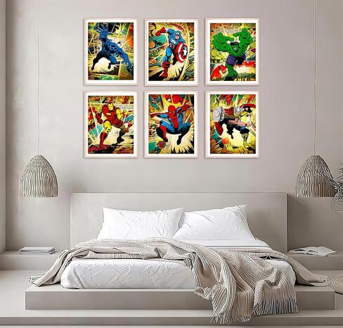 Superhero Posters Super Hero Room Decor for Boys Wall Art for Boys Bedroom Set of 6 Unframed 8x10inch in Saudi Arabia