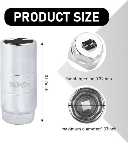 Car Oil Pressure Sensor Socket, 1 1/16 Socket Switch Fits 3/8" Drive or 1 1/8" Hex Wrench, Universal Auto Replacement Oil Pressure Switches for Removing Installing Oil Sending Unit (Silver) in Kuwait