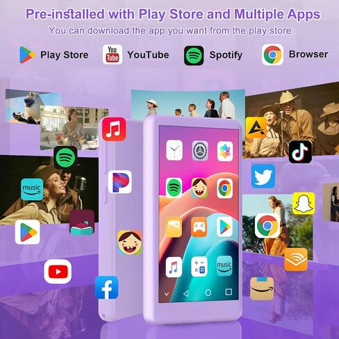 MP3 Player with Bluetooth and WiFi, 4.0" Touch Screen, Octa-core Processor, MP4 Player with Spotify, Pandora, Music, 3GB RAM 32GB ROM Up to 512 GB, Android Music Player for Parental Control, FM in Saudi Arabia