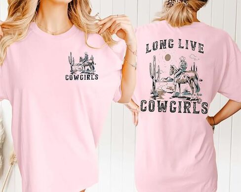 Long Live Cowgirls Shirts Women Oversized Cowgirl Tshirt Vintage Western Tee Country Girl Concert Top in Saudi Arabia