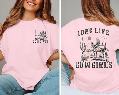 Long Live Cowgirls Shirts Women Oversized Cowgirl Tshirt Vintage Western Tee Country Girl Concert Top in Saudi Arabia