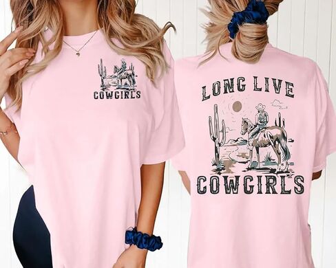 Long Live Cowgirls Shirts Women Oversized Cowgirl Tshirt Vintage Western Tee Country Girl Concert Top in Saudi Arabia
