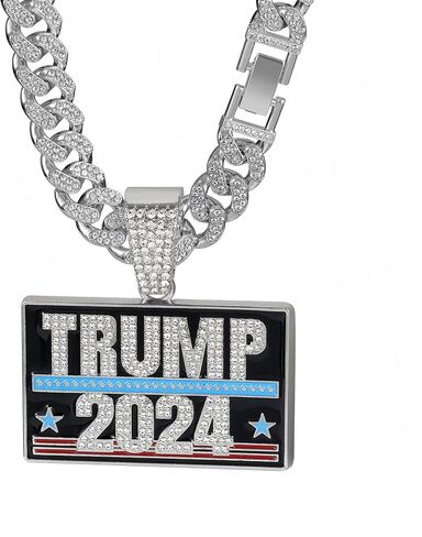 2024 New Hip Hop Alloy Full Diamond Pendant Cuban Necklace Men's Hip Hop Necklace Letter Pendant Length 23.62 inches in Saudi Arabia