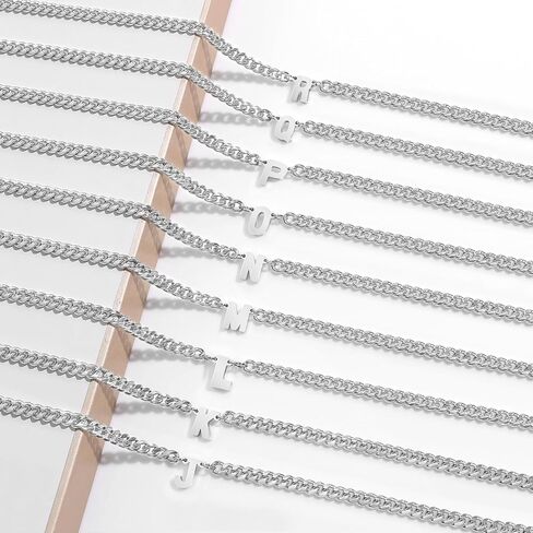 Initial Necklace for Men Letter Necklace Chain with Initial Mens Jewelry Silver Black Gold Necklace Birthday Christmas Graduation Gifts for Men Boyfriend Dad Brother Husband in Kuwait