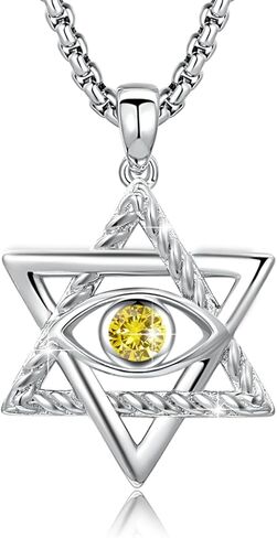 CUOKA MIRACLE Star of David Evil Eye Necklace 925 Sterling Silver Birthstone Pendant Necklace Greek Protection Jewelry Amulet Demon Eye Birthday Gift for Women Men in Kuwait