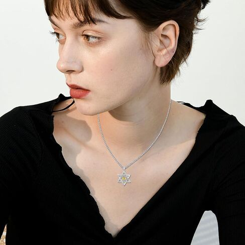 CUOKA MIRACLE Star of David Evil Eye Necklace 925 Sterling Silver Birthstone Pendant Necklace Greek Protection Jewelry Amulet Demon Eye Birthday Gift for Women Men in Kuwait