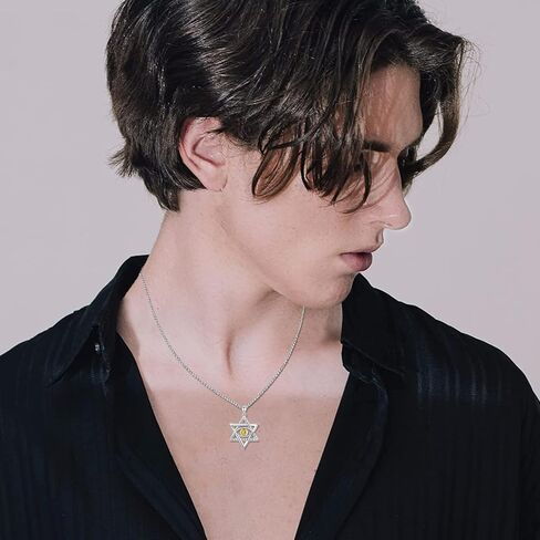 CUOKA MIRACLE Star of David Evil Eye Necklace 925 Sterling Silver Birthstone Pendant Necklace Greek Protection Jewelry Amulet Demon Eye Birthday Gift for Women Men in Kuwait