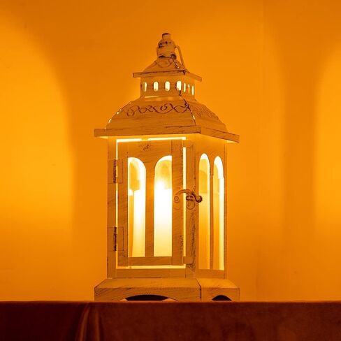 DECORKEY Candle Lantern Decorative Indoor & Outdoor, Christmas Vintage Metal Hanging Lanterns Decor for Front Porch Home Patio Wedding Party, Halloween Decorations (Black with Copper Brush) in Kuwait