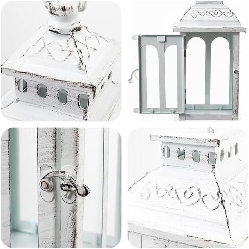 DECORKEY Candle Lantern Decorative Indoor & Outdoor, Christmas Vintage Metal Hanging Lanterns Decor for Front Porch Home Patio Wedding Party, Halloween Decorations (Black with Copper Brush) in Kuwait