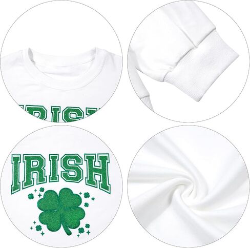 FASHGL Women St. Patrick's Day Sweatshirts Irish Shamrock Lucky Shirt Clover Printed Long Sleeve Tee Holiday Outwear Tops in Saudi Arabia