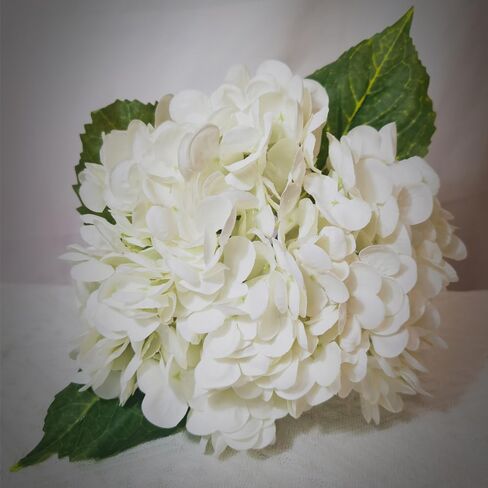 3PCS 21inchs Real Touch Fake Hydrangea Flowers White Hydrangea Artificial Flowers Silk Hydrangea Flowers with Stems for Kitchen Wedding or Tables Centerpieces Decor (White) in Saudi Arabia