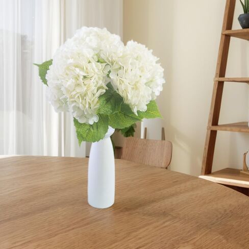 3PCS 21inchs Real Touch Fake Hydrangea Flowers White Hydrangea Artificial Flowers Silk Hydrangea Flowers with Stems for Kitchen Wedding or Tables Centerpieces Decor (White) in Saudi Arabia