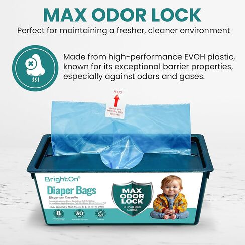 BrightOn Diaper Pail Refills with 90 Bags Compatible with Genie Easy Roll Signature Diaper Pails, 3-Pack (90 Bags) in Saudi Arabia