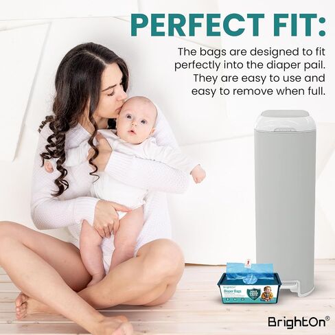 BrightOn Diaper Pail Refills with 90 Bags Compatible with Genie Easy Roll Signature Diaper Pails, 3-Pack (90 Bags) in Saudi Arabia
