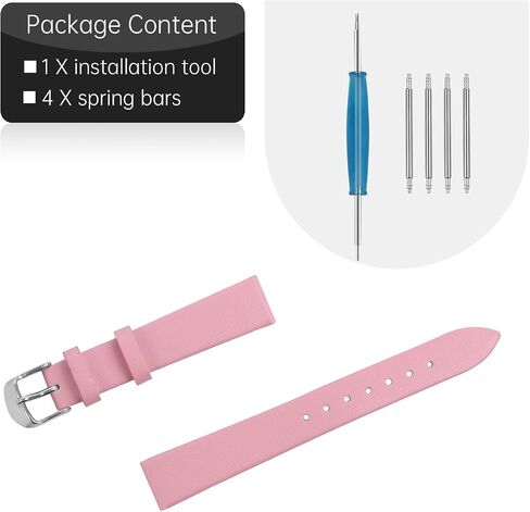 Leather Watch Strap， Watch Band Silver Buckle Elegant Leather Watch Strap for Men and Women in Kuwait