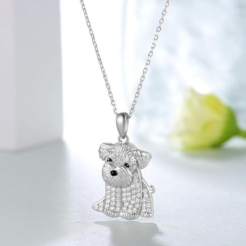 Yorkie Necklace 925 Sterling Silver Dog Pendant Necklaces Cute Animal Puppy Dog Yorkie Jewelry Gifts for Women Yorkie Gifts Lovers in Saudi Arabia