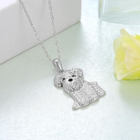 Yorkie Necklace 925 Sterling Silver Dog Pendant Necklaces Cute Animal Puppy Dog Yorkie Jewelry Gifts for Women Yorkie Gifts Lovers in Saudi Arabia
