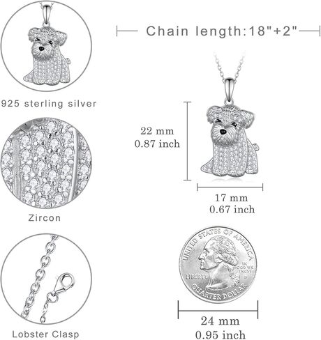 Yorkie Necklace 925 Sterling Silver Dog Pendant Necklaces Cute Animal Puppy Dog Yorkie Jewelry Gifts for Women Yorkie Gifts Lovers in Saudi Arabia