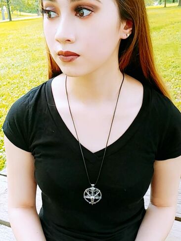 الفولاذ المقاوم للصدأ (2023) قلادة قلادة على شكل رأس الماعز الخماسي المقلوب Baphomet LaVeyan قلادة خماسية مقلوبة LaVey Satainism قابلة للتعديل بعقدة مزدوجة in Kuwait