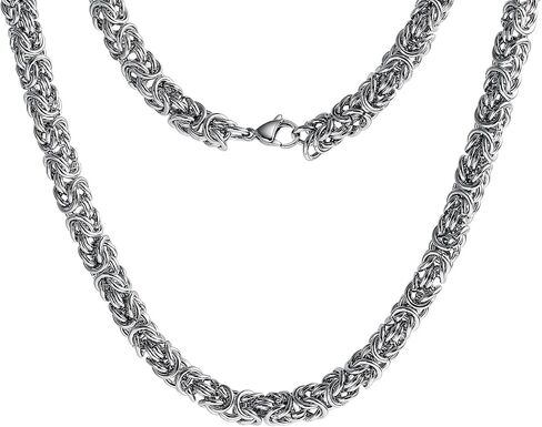 45/50/55/60/65/70cm Stainless Steel Chain Necklaces for Men & Women 6mm/7mm/8mm Byzantine Chain in Saudi Arabia