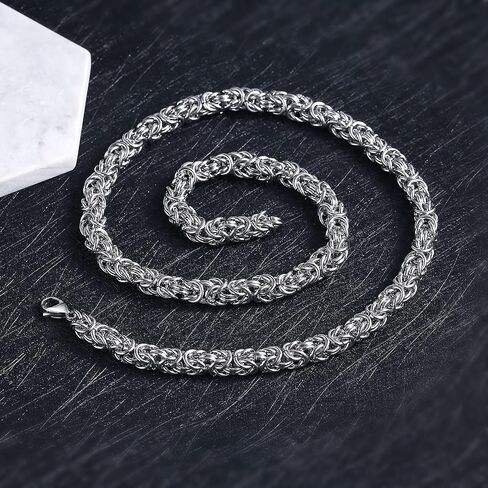 45/50/55/60/65/70cm Stainless Steel Chain Necklaces for Men & Women 6mm/7mm/8mm Byzantine Chain in Saudi Arabia